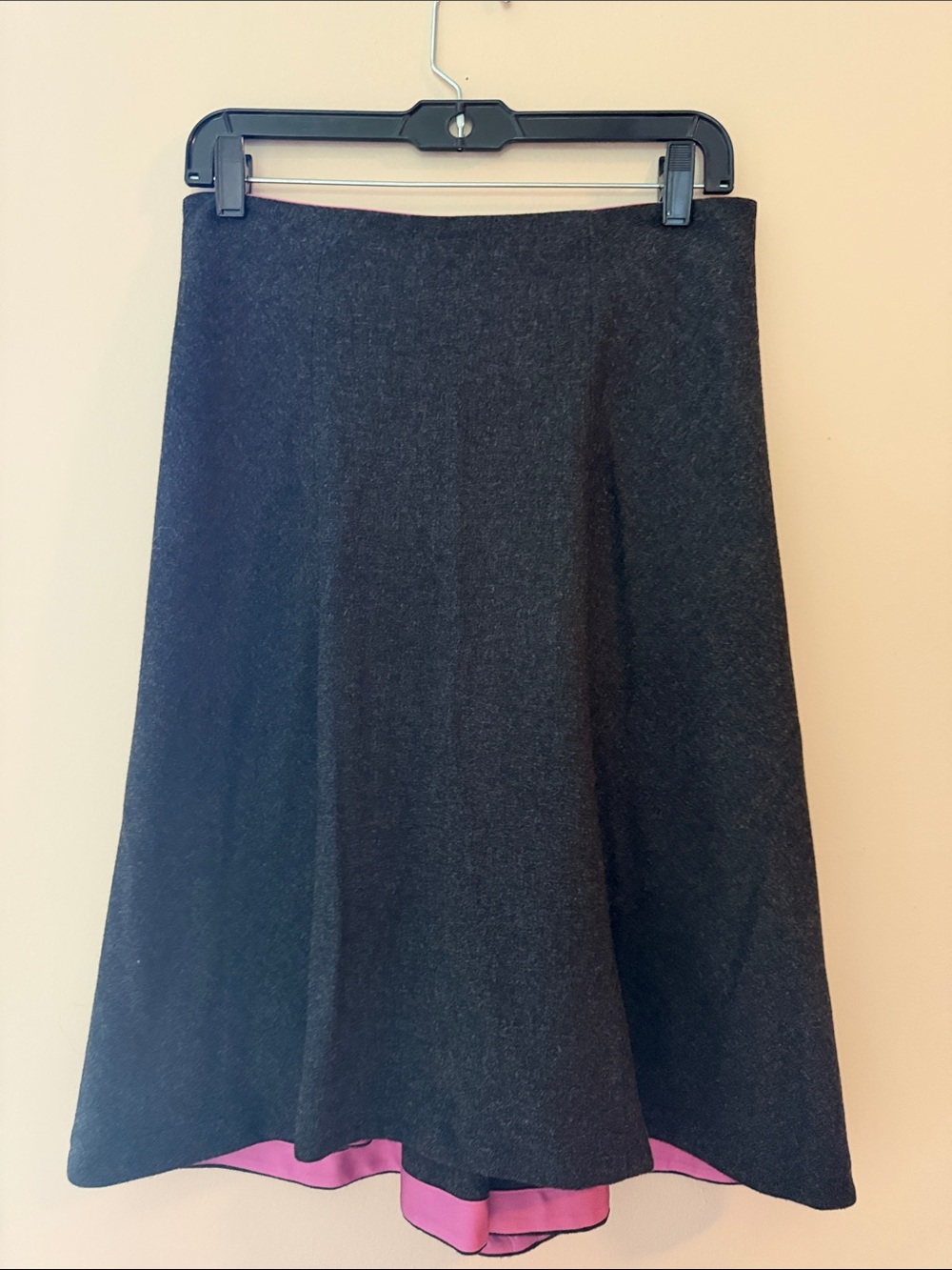 Diane Von Furstenberg Charcoal Circle Skirt with Pink Hem